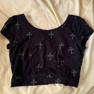 Nollie black crop top with cross pattern